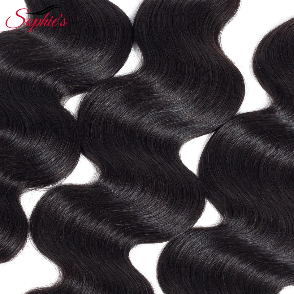 sophie's Hair Malaysian 3 Bundles Non-Remy Hair Extensions Body Wave 100% Human Hair Weaves  Natural Color Hair