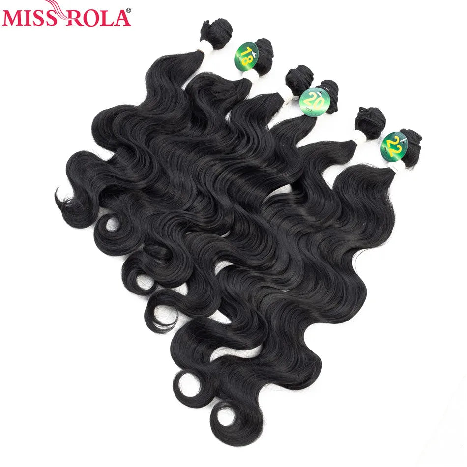 Miss Rola Ombre  Hair Bundles Synthetic Hair Extensions Body Wave Bundles T1B-BUG 6pcs 18-22'' Hair Weaves With Free Closure