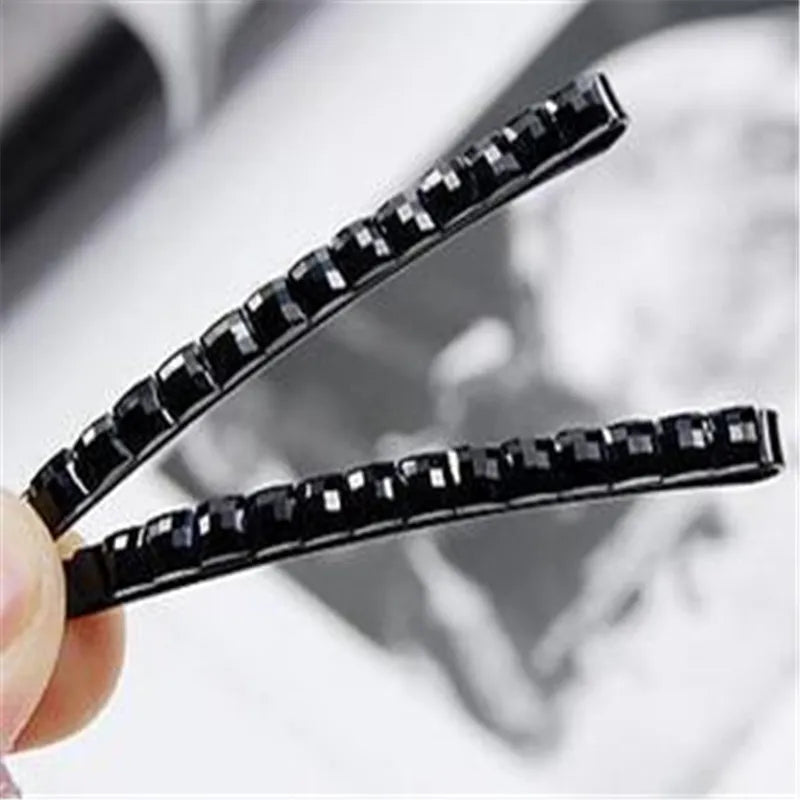 Women Hairpins Solid Black Color Hairgrips Hair Accessories Fashion Metal Barrettes Shine Word Folder BB Hair Clips Bobby Pins