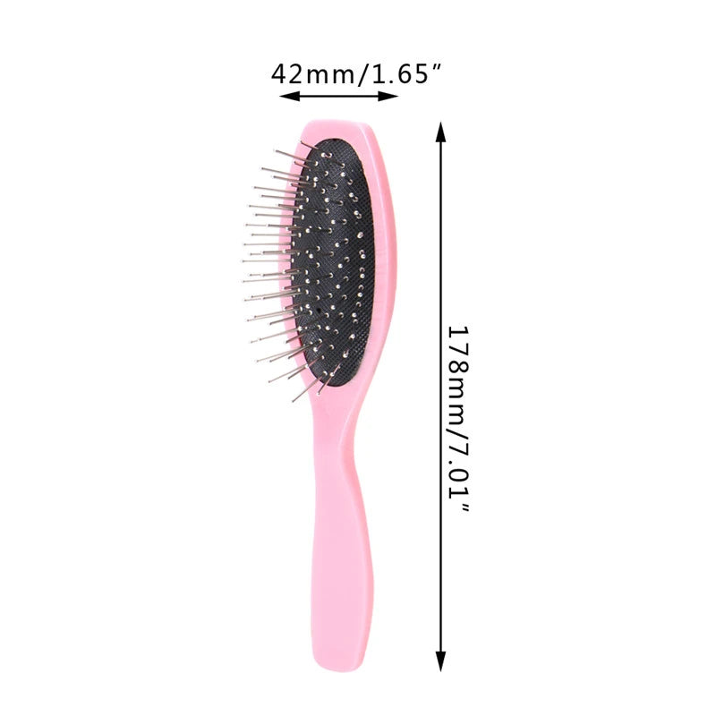 Anti Static Steel Tooth Comb Brush  Hairdressing Salon Tools For Wig Hair Extensions Training Head Plastic Handle New