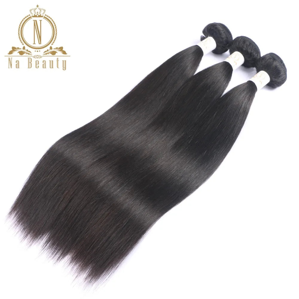 Brazilian Hair Bundles Straight Hair Weaves Human Remy Hair Weaving Double Weft Na Beauty Weaves  Shipping Free