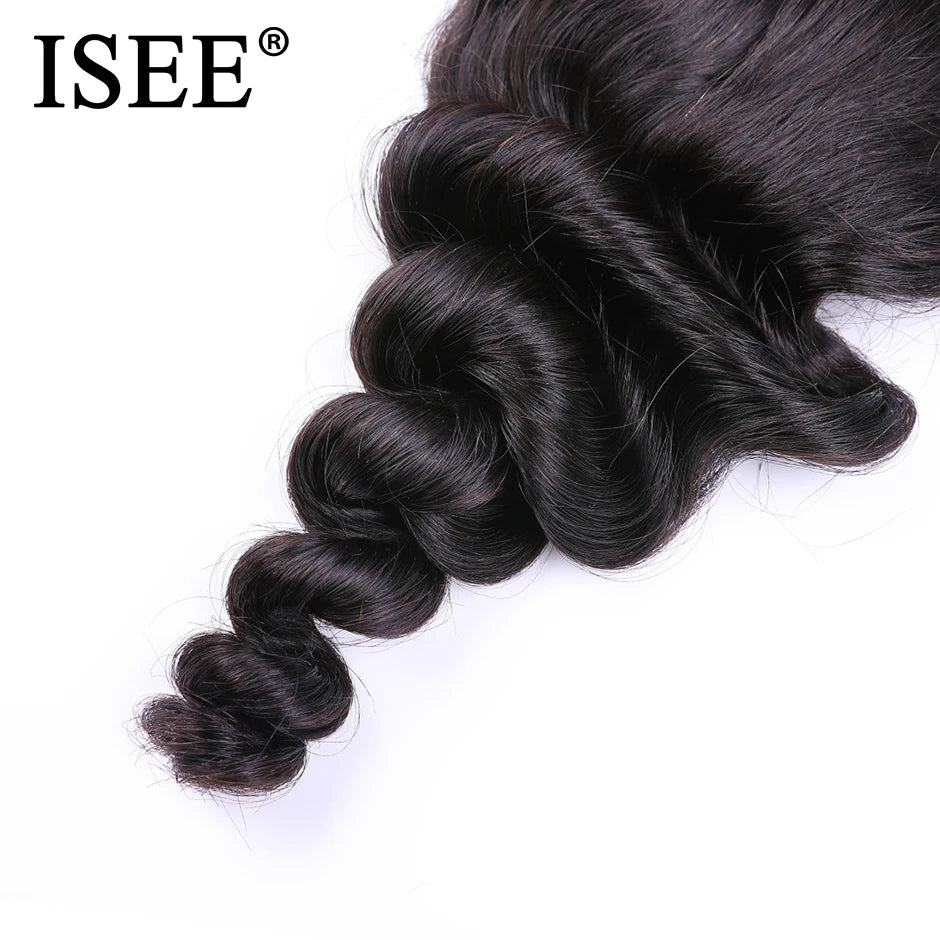 ISEE HAIR Brazilian Loose Wave Closure 4*4 Lace Size Remy Human Hair Lace Closure With Baby Hair Natural Color Free Shipping