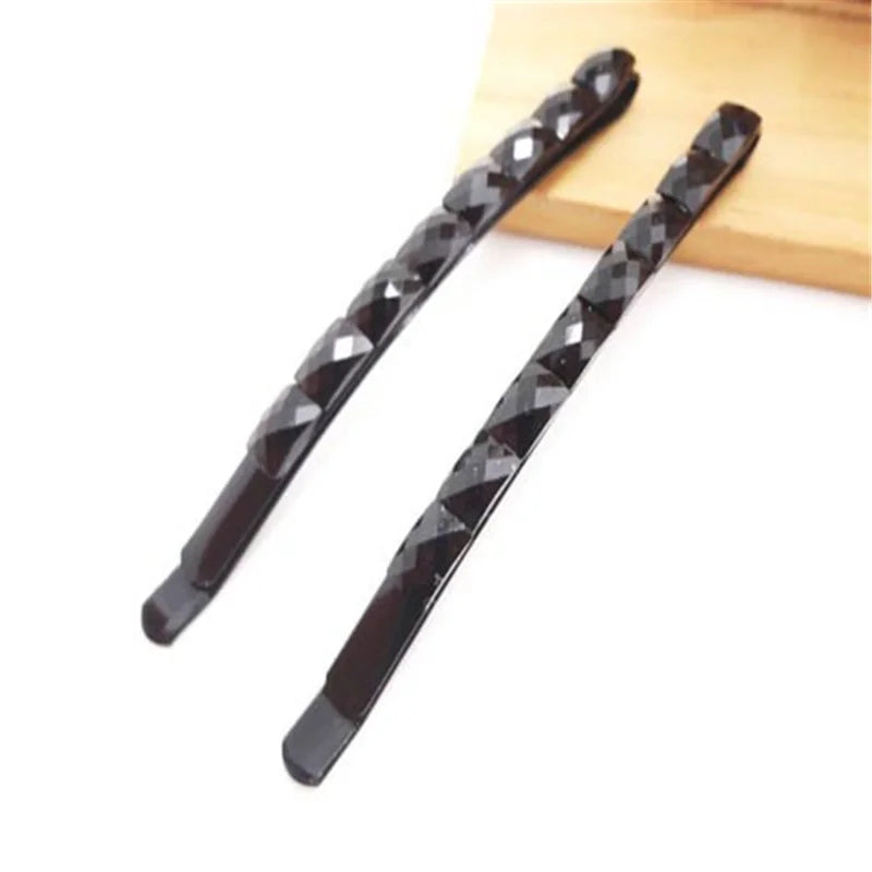 Women Hairpins Solid Black Color Hairgrips Hair Accessories Fashion Metal Barrettes Shine Word Folder BB Hair Clips Bobby Pins