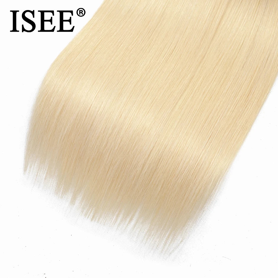 ISEE Brazilian Straight Hair 613 Blonde Hair Extension 100% Human Hair Weave Bundles 3/4 Bundles Human Hair Free Shipping