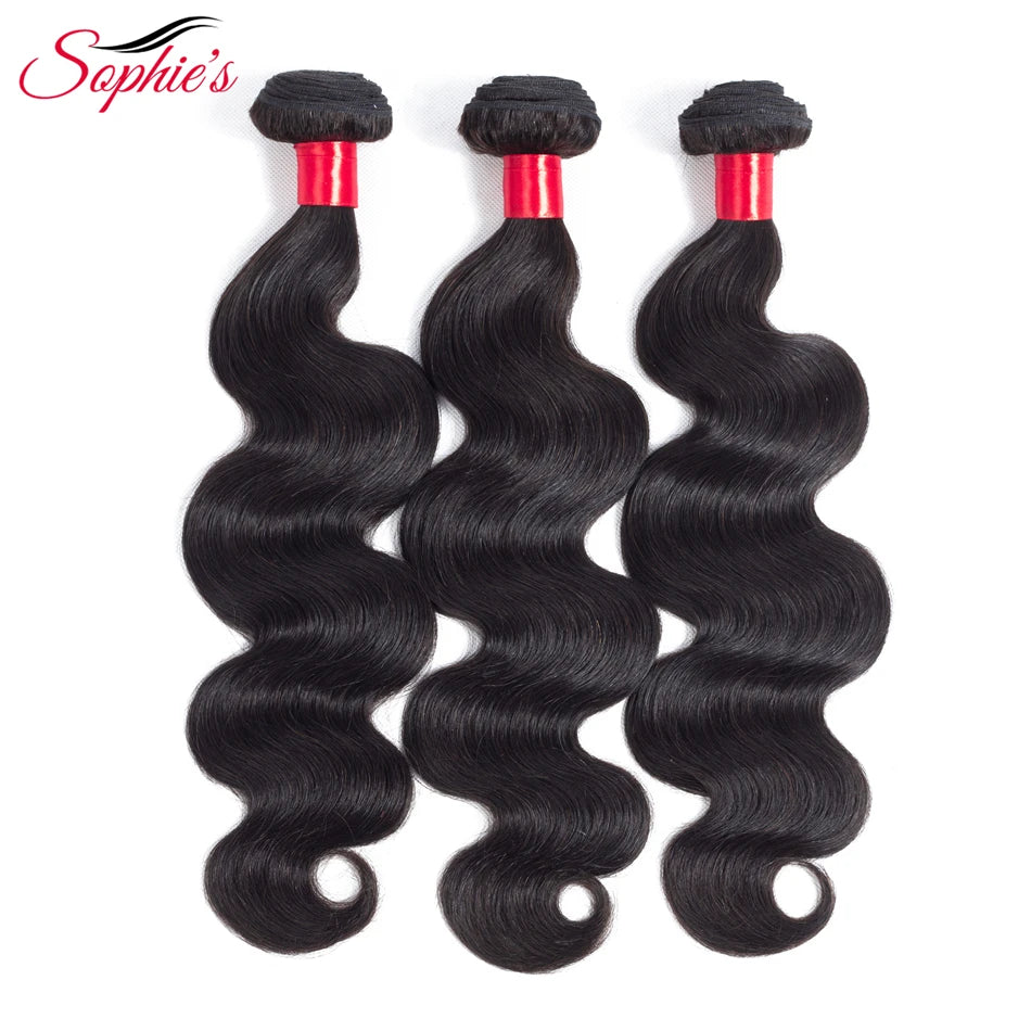 sophie's Hair Malaysian 3 Bundles Non-Remy Hair Extensions Body Wave 100% Human Hair Weaves  Natural Color Hair