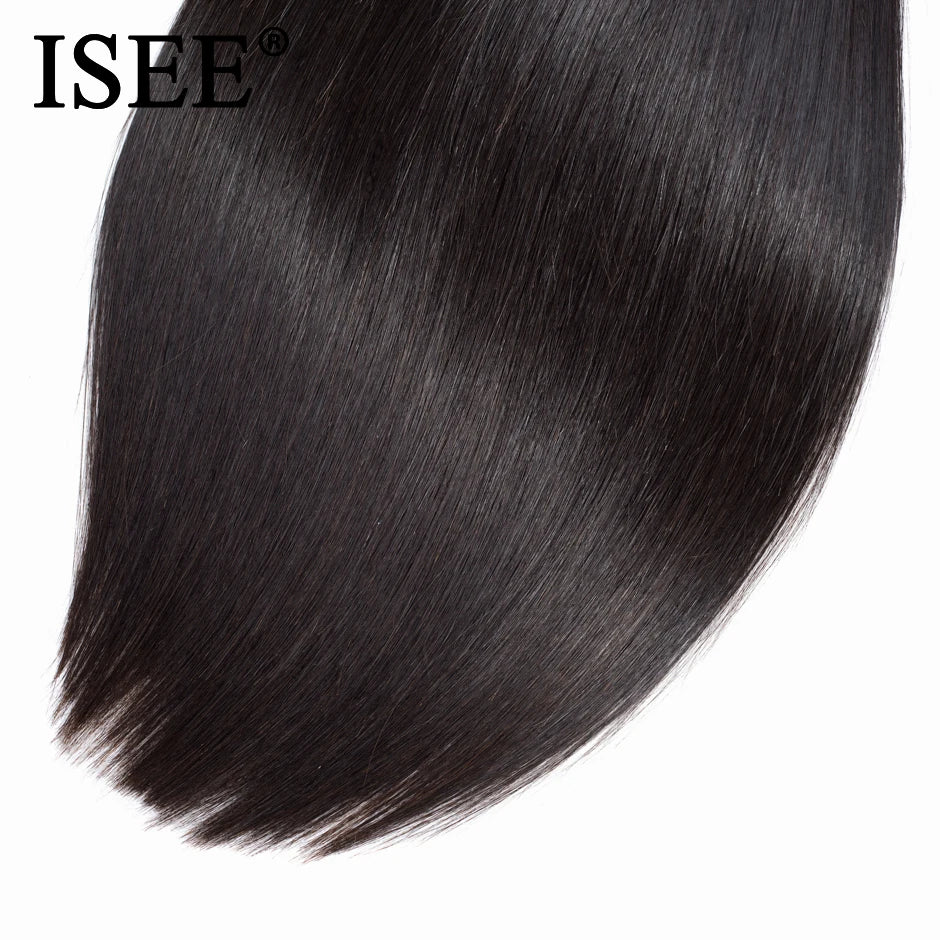 ISEE Brazilian Remy Hair Straight 100% Unprocessed Human Hair Bundles 3 Bundles Hair Weaves Nature Color Free Shipping