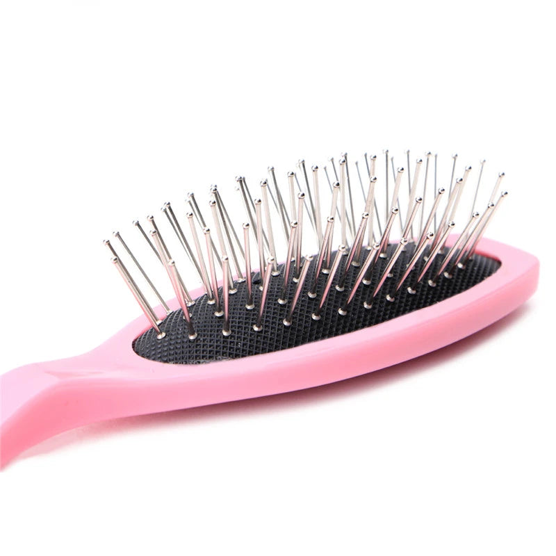 Anti Static Steel Tooth Comb Brush  Hairdressing Salon Tools For Wig Hair Extensions Training Head Plastic Handle New