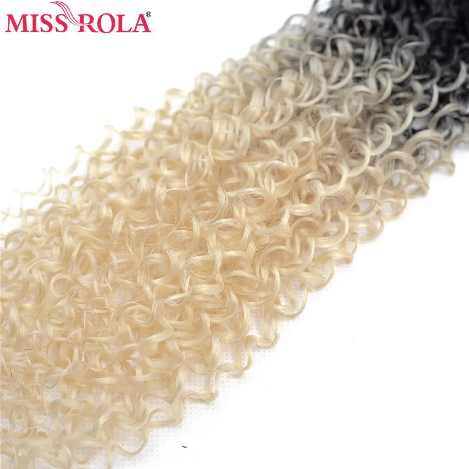 Miss Rola Synthetic Curly Hair Extensions Ombre Hair Bundles Hair Weaves T1B/BUG 18"-22'' 6pcs/Pack 200G With Free Closure