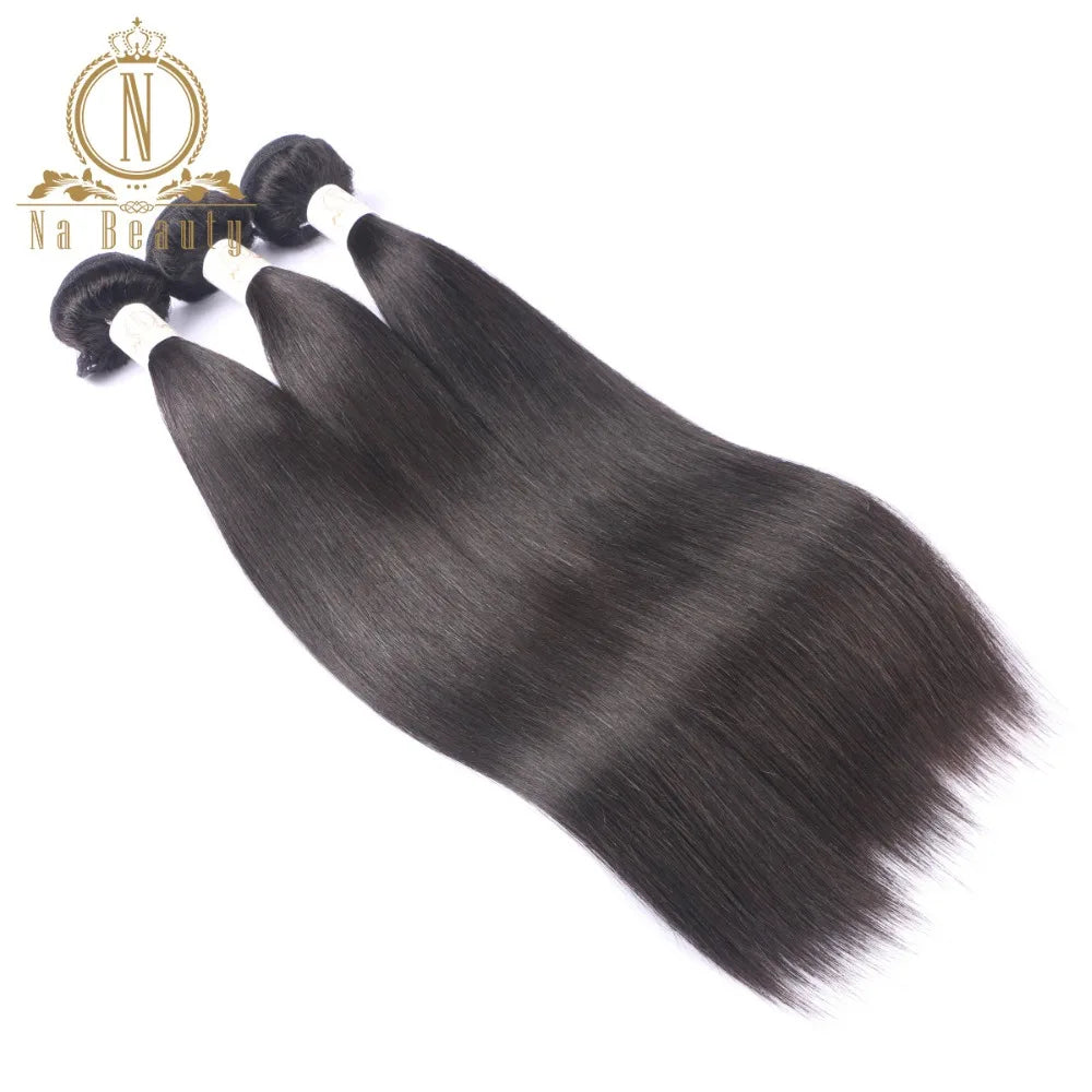 Brazilian Hair Bundles Straight Hair Weaves Human Remy Hair Weaving Double Weft Na Beauty Weaves  Shipping Free