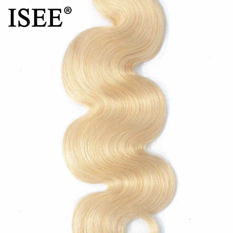 ISEE Brazilian Body Wave 613 Blonde Hair 100% Human Hair Bundles Remy Hair Extension Machine Double Weft Hair Weaving