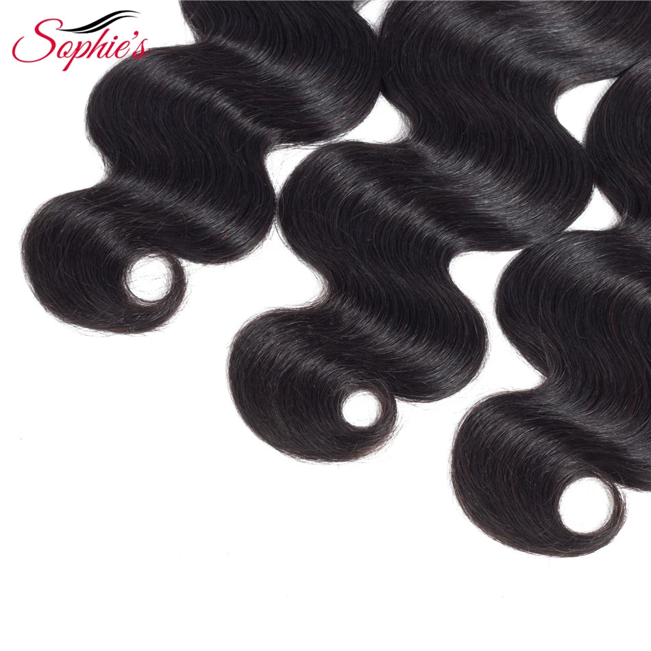 sophie's Hair Malaysian 3 Bundles Non-Remy Hair Extensions Body Wave 100% Human Hair Weaves  Natural Color Hair