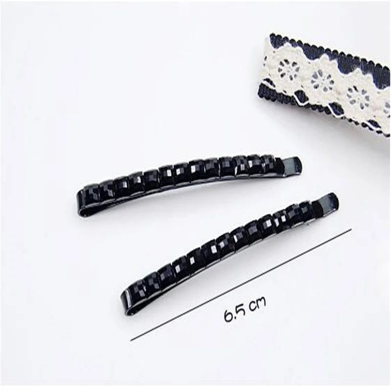 Women Hairpins Solid Black Color Hairgrips Hair Accessories Fashion Metal Barrettes Shine Word Folder BB Hair Clips Bobby Pins