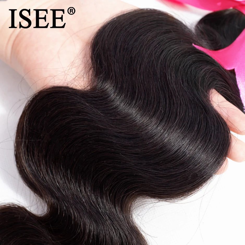 Peruvian Body Wave Human Hair Bundles Deal 10-26 Inch 100% Remy Hair Extension Nature Color ISEE Body Wave Human Hair Weaves