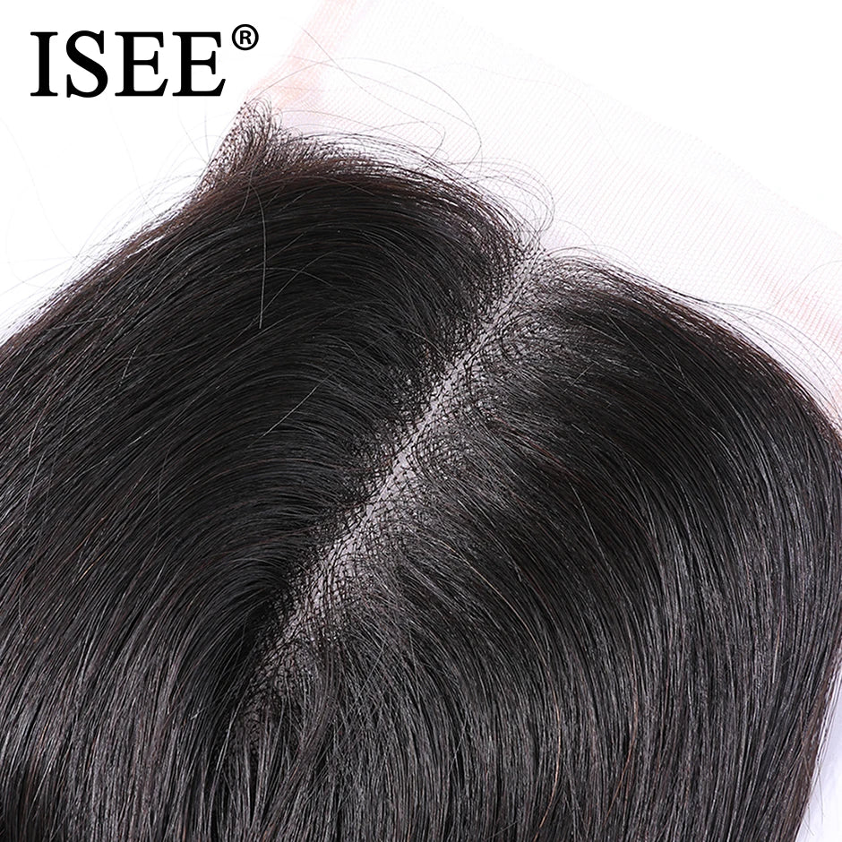 ISEE HAIR Peruvian Straight Hair Lace Closure 4"*4" Free Part 100% Remy Human Hair Free Shipping Medium Brown Lace Closure