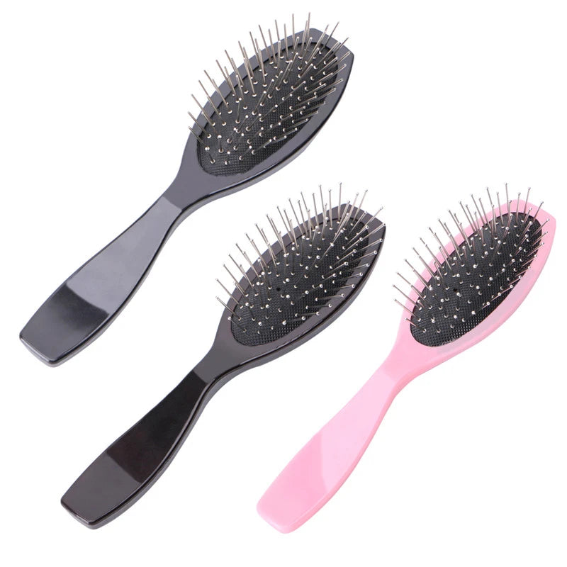 Anti Static Steel Tooth Comb Brush  Hairdressing Salon Tools For Wig Hair Extensions Training Head Plastic Handle New