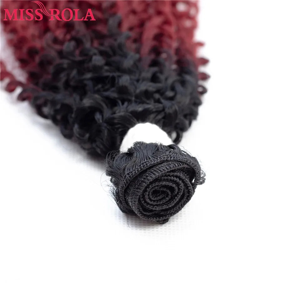 Miss Rola Synthetic Curly Hair Extensions Ombre Hair Bundles Hair Weaves T1B/BUG 18"-22'' 6pcs/Pack 200G With Free Closure