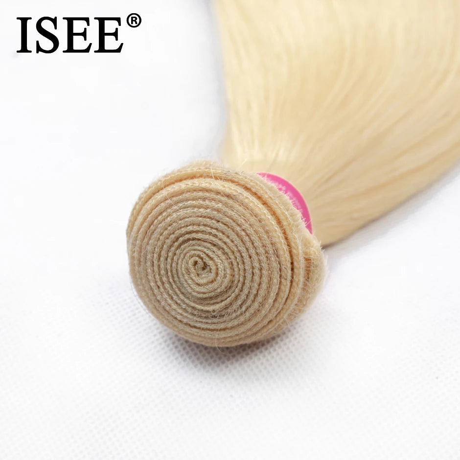 ISEE Brazilian Straight Hair 613 Blonde Hair Extension 100% Human Hair Weave Bundles 3/4 Bundles Human Hair Free Shipping