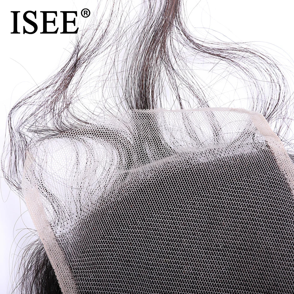 ISEE HAIR Brazilian Loose Wave Closure 4*4 Lace Size Remy Human Hair Lace Closure With Baby Hair Natural Color Free Shipping