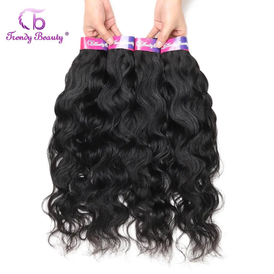 Indian Natural Wave Hair 1/3/4 Bundles Hair Extensions Human Hair Double Wefts Can Be Dyed 30 Inches Indian Natural Wave Hair