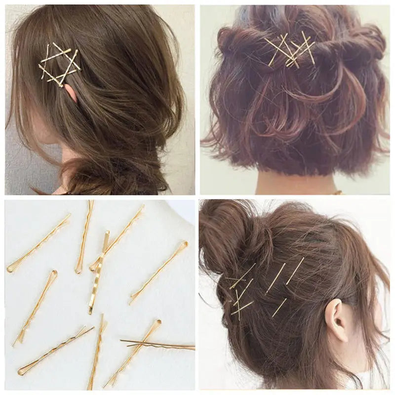 10pcs Hair Clips Hairpins Gold Metal Waved Curly Barrettes Bobby Pins For Women Girls Styling Accessories Hair Styling Tool