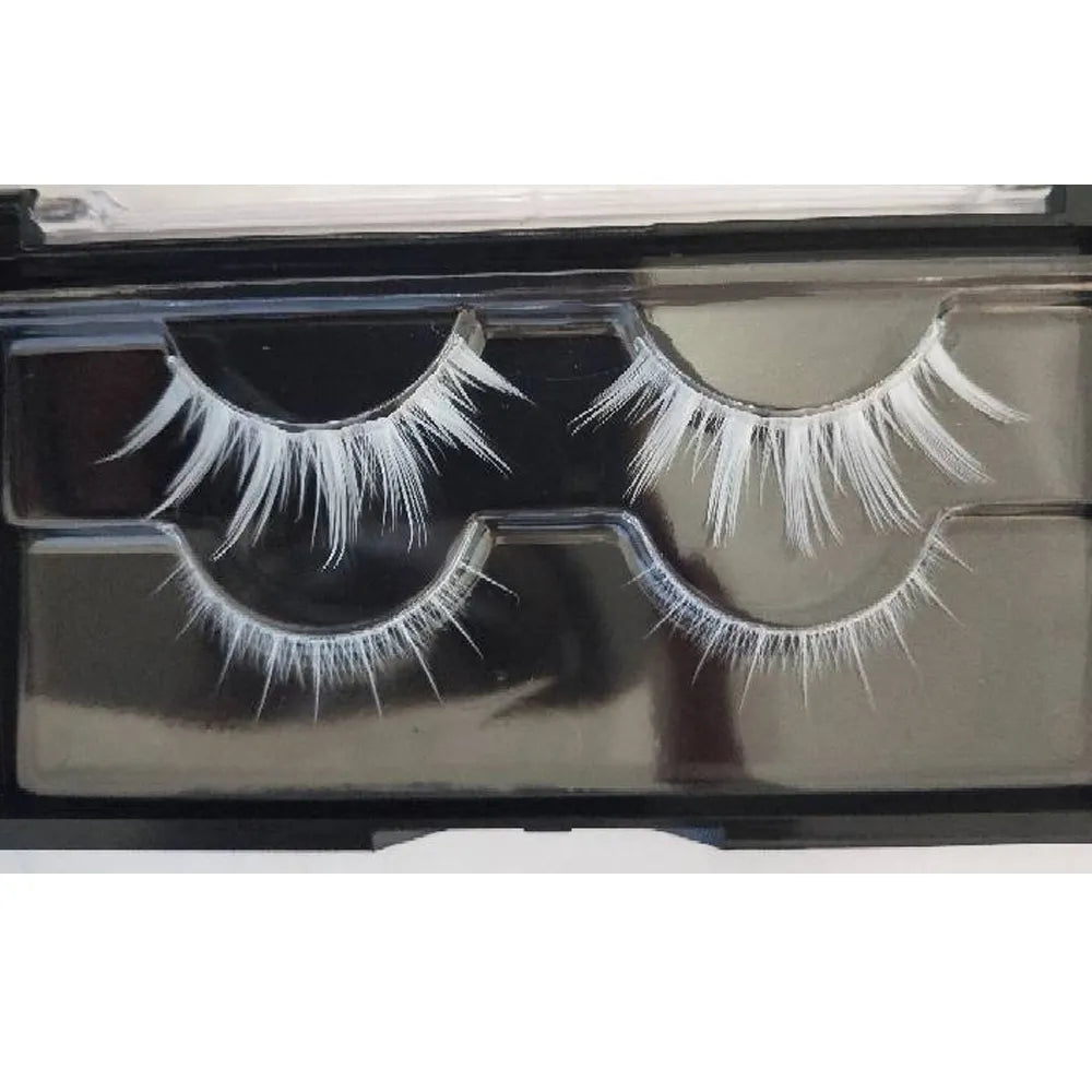 2 Pairs White Upper & Lower False Eyelashes Soft Wispy Natural Eyelashes Extension Halloween Party Cosplay Eye Makeup Lash Tools