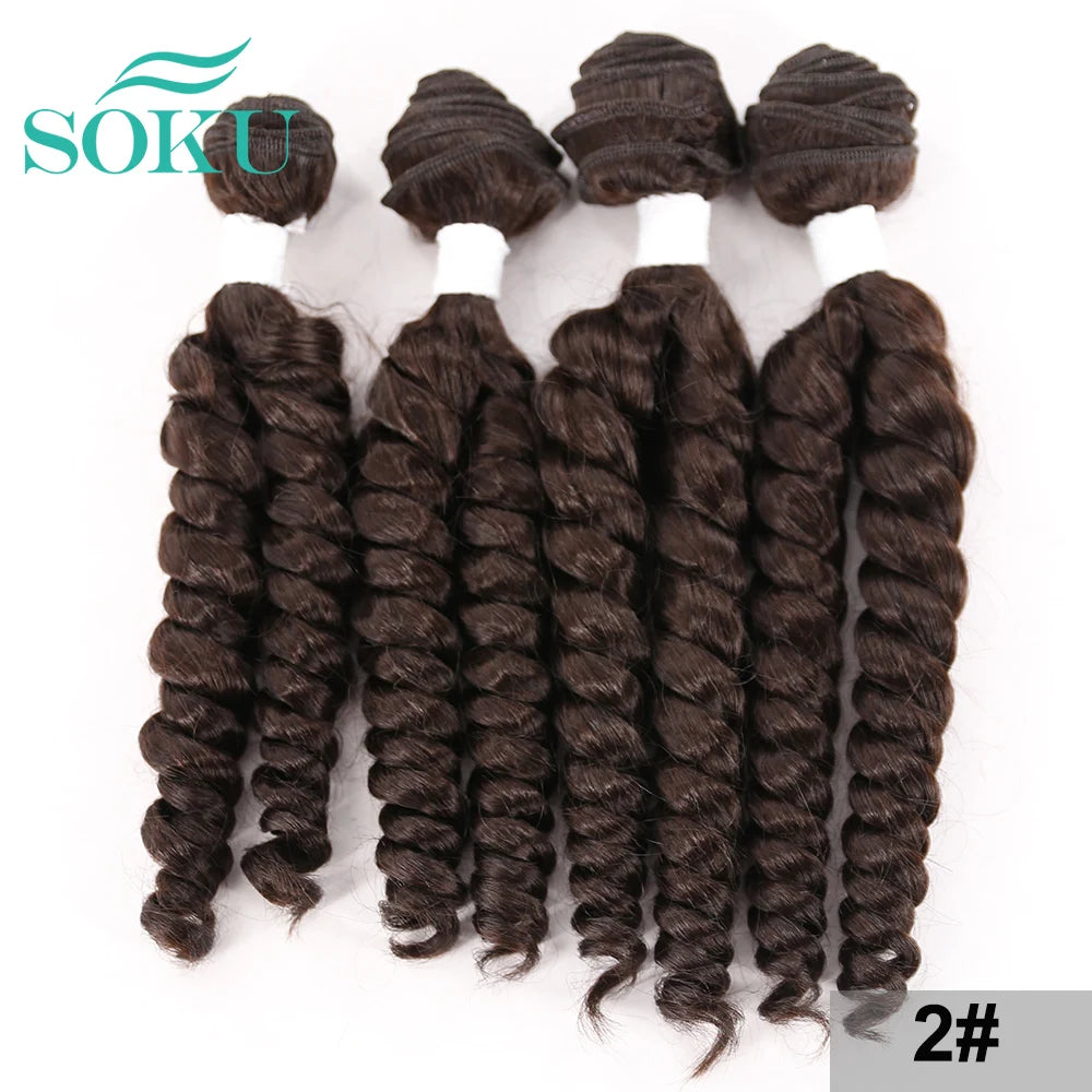 Funmi Curly Hair Weaves Hair Weaving Bundles Extensions Black Color SOKU Synthetic Wigs With For Black Women Hair Wave 4 Bundles