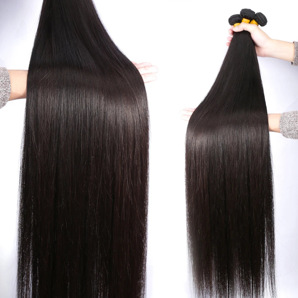 36 38 40 Inch Straight Human Hair Bundles Brazilian Human Hair Weave Bundles 3/4 Piece Human Hair Bundles Remy Hair Extensions