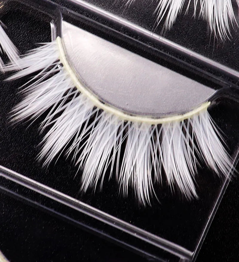 HBZGTLAD 3pair White Eyelashes Cosplay Makeup Natural Long Cross Strip False Eye Lashes