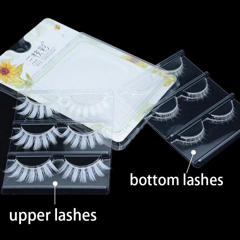 OKAYLASH 3 Pairs/Lot Classy White Cosplay False Eyelashes Fluffy Snow White Bottom Makeup Eye Lashes Halloween Vegan Cilias Bulk