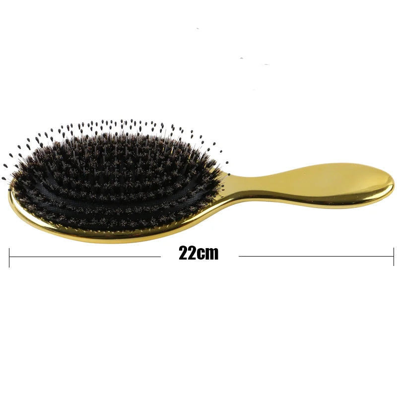 1 Piece Golden Color Boar Bristle Comb Professional Salon Hairdressing Tools Air Bag Massage Hair Brush For Hair Extensions&Wigs