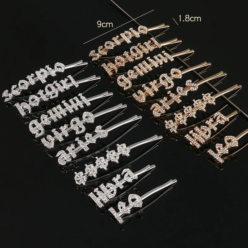 Fashion Rhinestones Letters Barrettes Clips Hairpins for Women Hairgrip Bobby Pins Hair Accessories LOVE SEXY BOSS KISS QUEEN