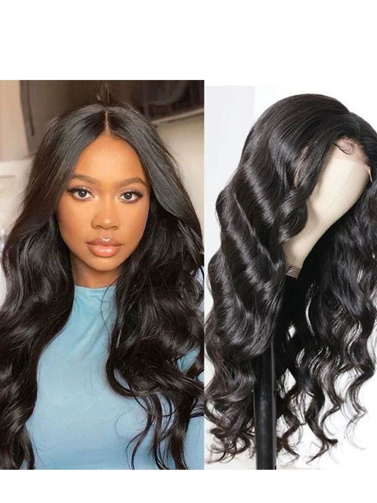 Forehead Lace Wig Women's American Style Hairstyle Full-Head Wig Black Hand-Woven Mid-Length Long Hair Big Wave Wig