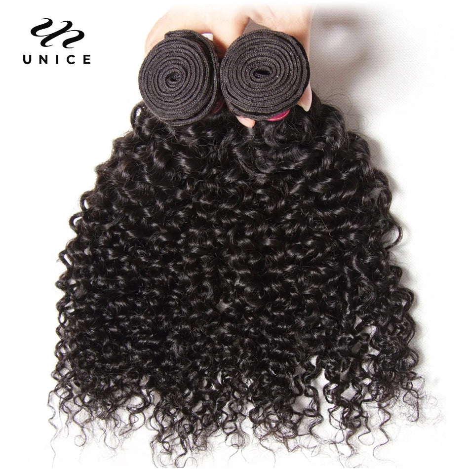 UNice Hair Icenu Series Remy Hair Indian Curly Hair 3 Bundles 100% Human Hair Extension Natural Color Hair Weaves 8-26"