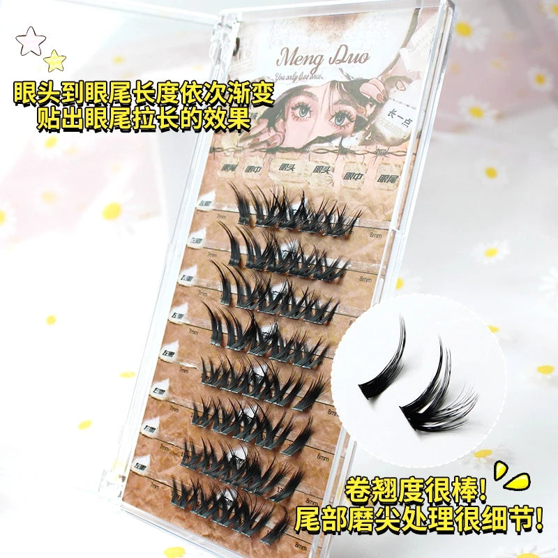 New 3D Fluffy Individual Eyelashes Segmented Eyelashes Bundles Dramatic Cluster Lashes Extension Fox Eye False Eyelashes Makeup