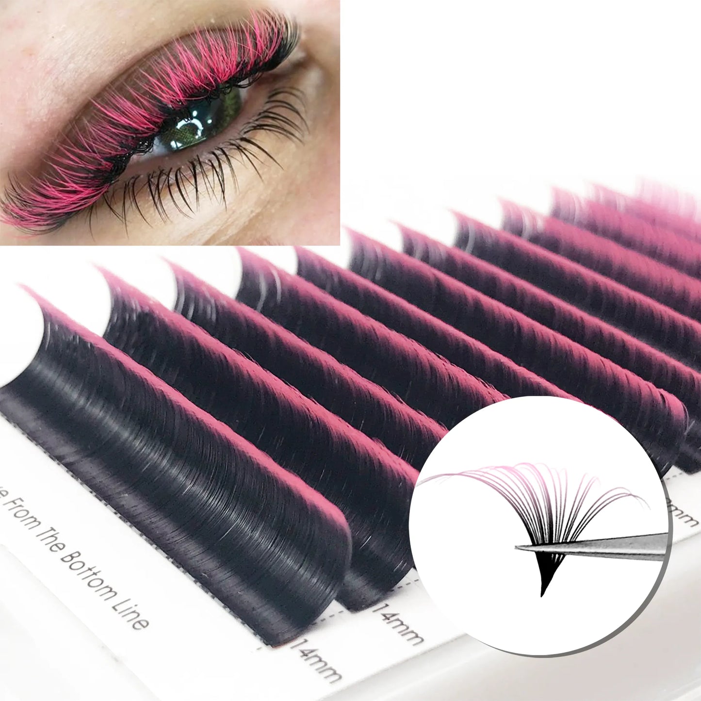 CoMango Easy Fanning Gradient Red Green Blue Purple Color Eyelash Extension Ombre False Eye Colored Lashes Makeup Tool