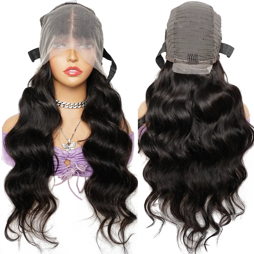 Wear And Go Glueless Body Wave Lace Frontal Human Hair Wigs Raw Indian Remy Pre-Cut 4x4 Closure Wig For Women With Elastic Band