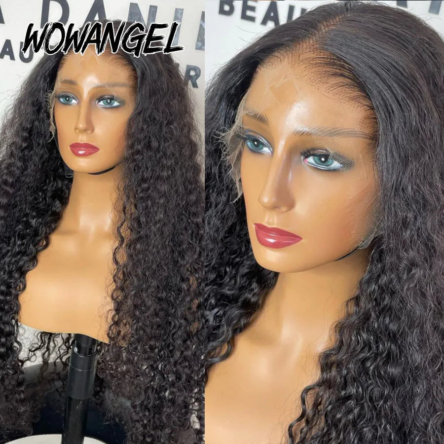 Wowangel 34inch 13x6 HD Lace Frontal Wig 250% Curly Wig Pre Plucked Water Wave Wig Lace Front Human Hair Wig Melt Skin For Woman