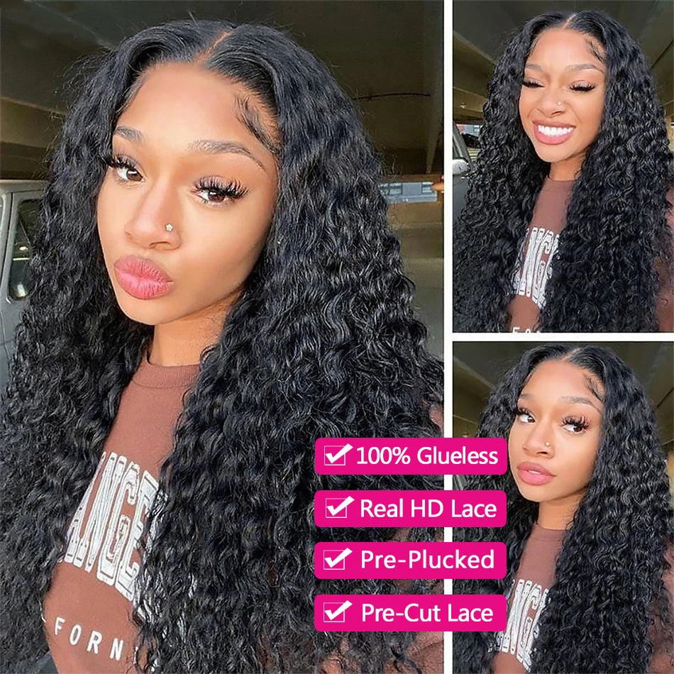 Tuneful Glueless Wigs Human Hair Ready To Wear 5x5 HD Transparent Lace Closure Deep Wave Glueless Human Hair Wigs Wear And Go