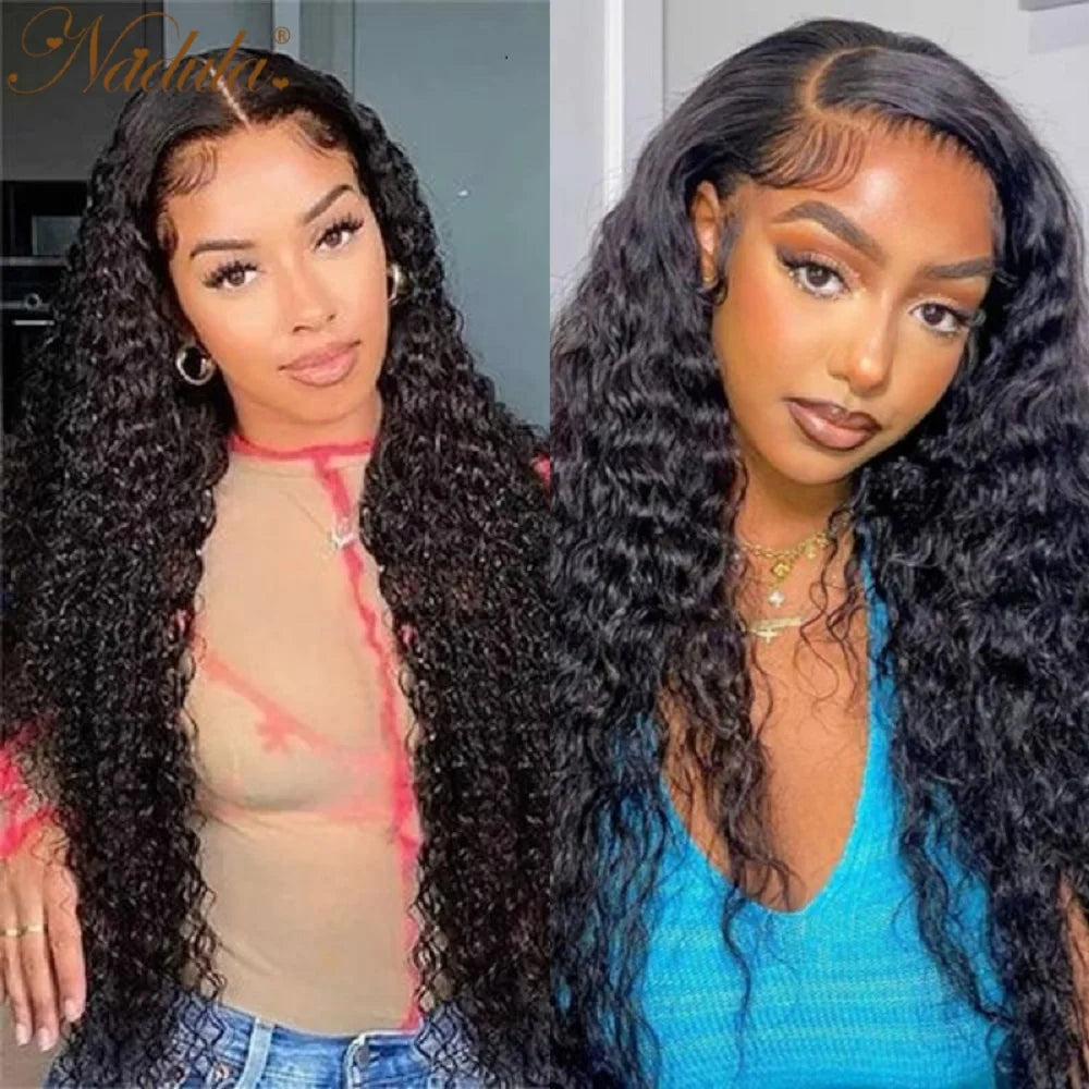 Nadula Hair 13x4 Lace Frontal Wigs Water Wave Curly Wig Pre Plucked With Kinky Edges Baby Hair 100% Human Hair For Woman