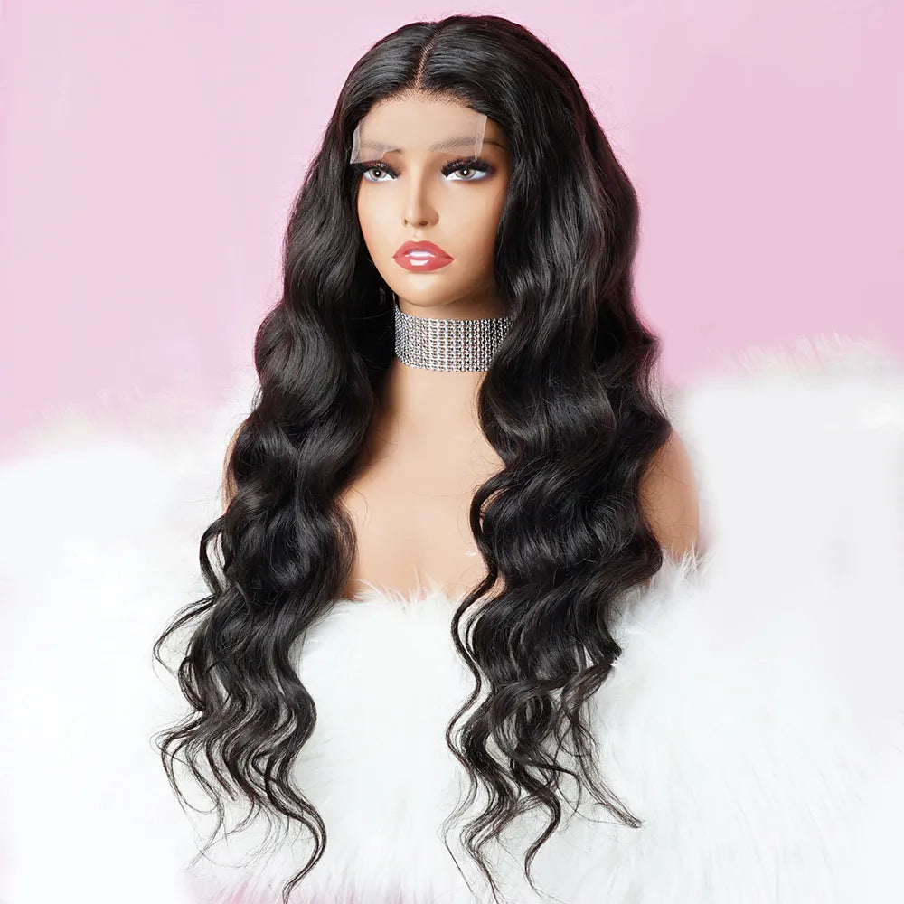 Wear And Go Glueless Body Wave Lace Frontal Human Hair Wigs Raw Indian Remy Pre-Cut 4x4 Closure Wig For Women With Elastic Band