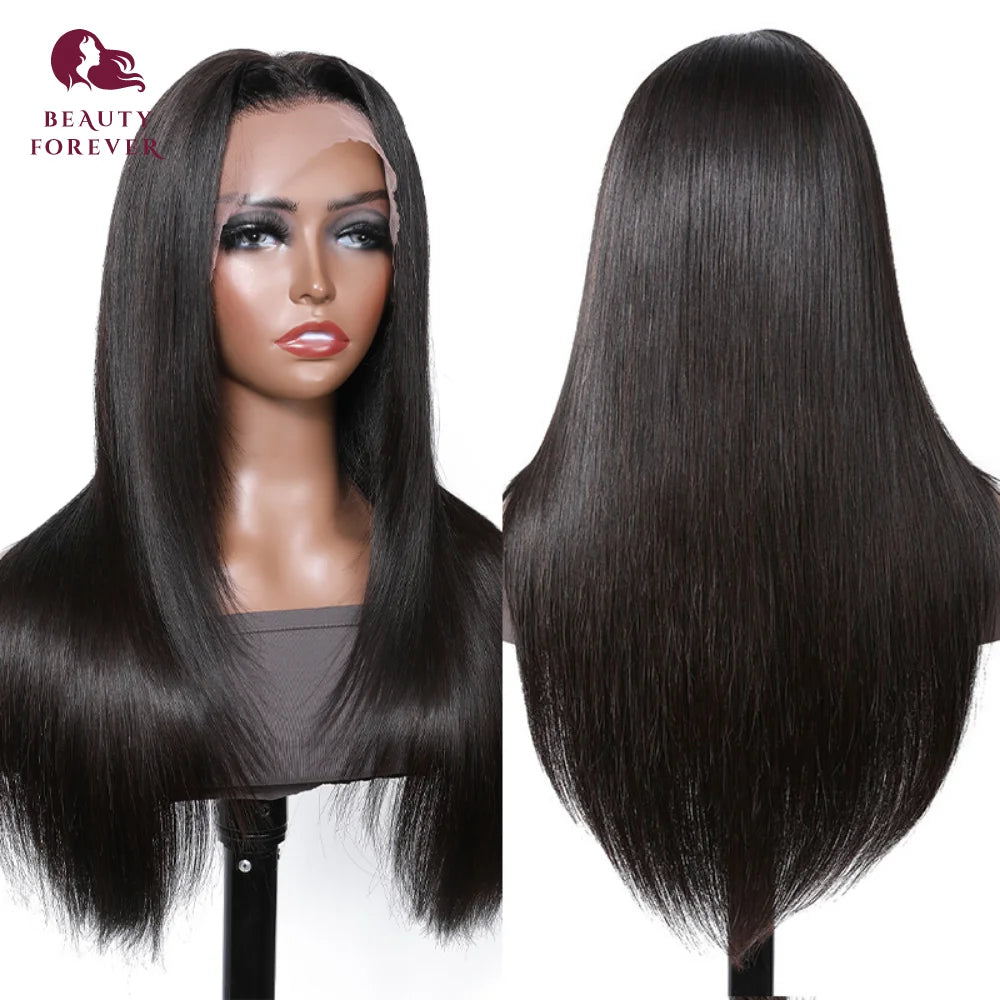 Beautyforever 250 Density Face Framing Long Straight Lace Front Human Hair Wig Preplucked Butterfly Haircut 13x4 Lace Front Wig