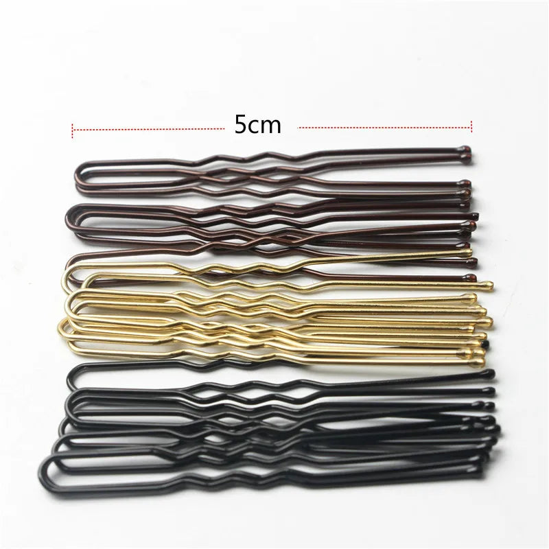 50 Pcs/Bag 5/6/7cm U Shaped Alloy Hairpins Waved Hair Clips Simple Metal Bobby Pins Barrettes Bridal Hairstyle Tools Hair Pins