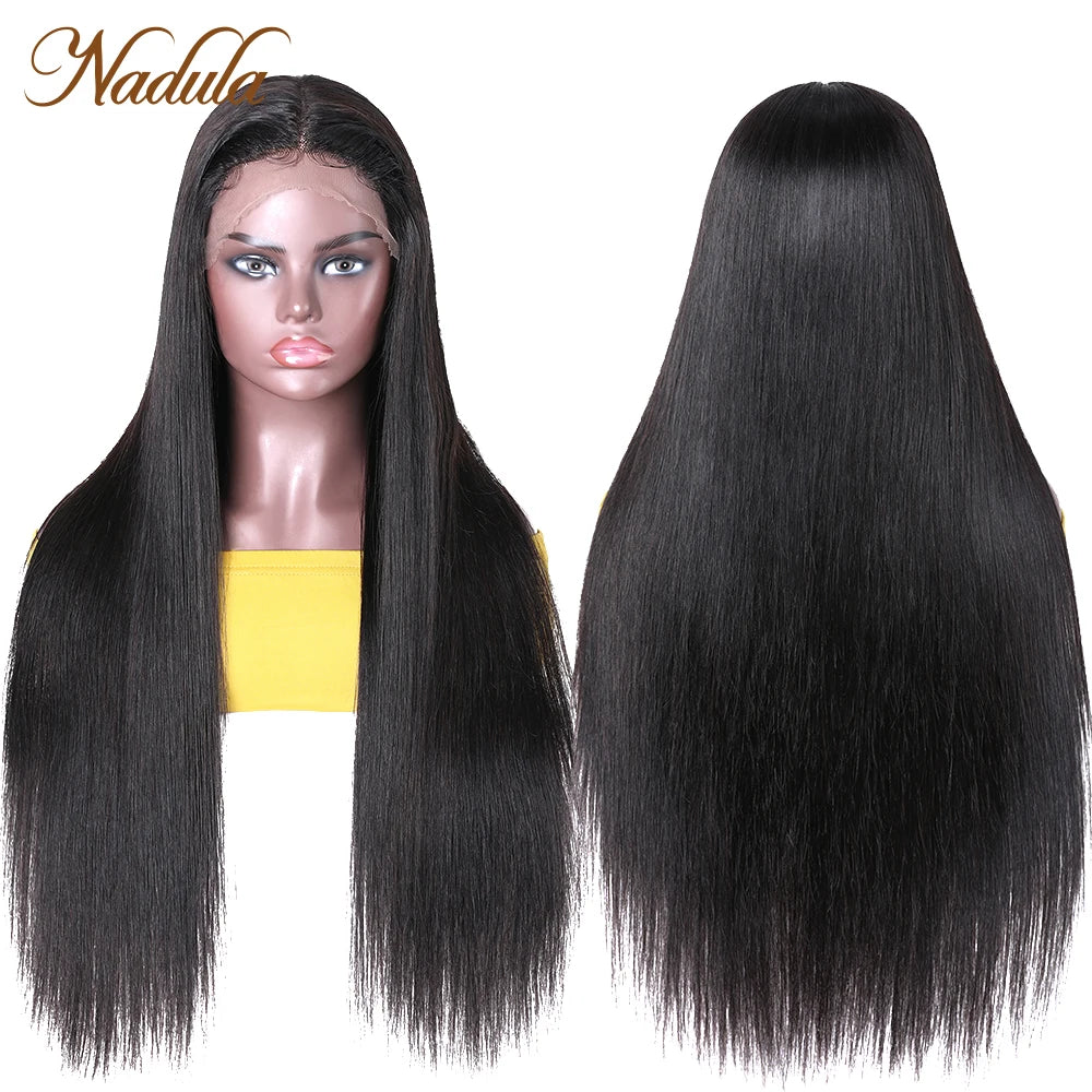 Nadula Hair 28inch Straight Lace Front Human Hair Wigs For Women 13x4 Inch Straight Hair Lace Front Wig Pre-Plucked Hairline