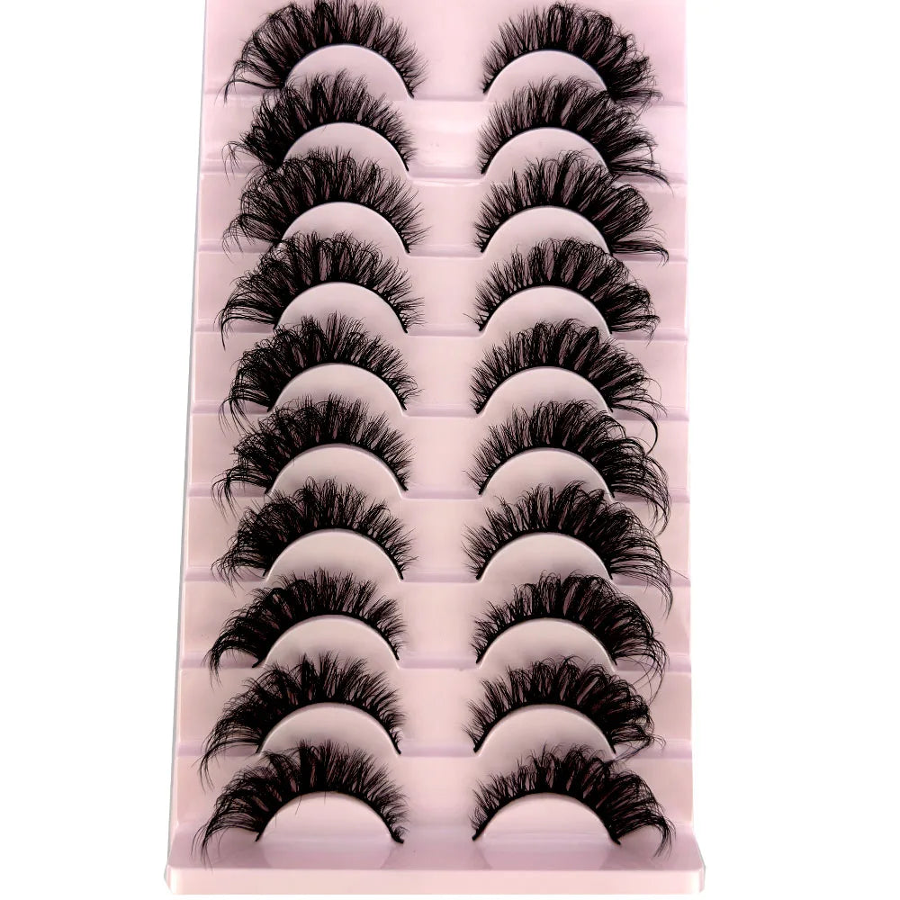 NEW 10Pairs False Eyelashes 6D Super Fluffy Wispy Faux Mink Eyelashes Cat Eye Dramatic Lashes Eyelash Extension Makeup