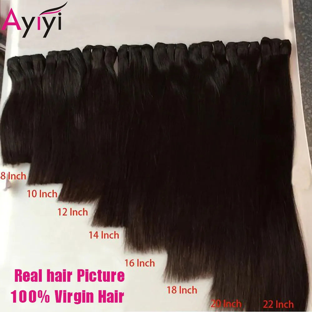 Bone Straight Super Double Drawn Hair Bundles 1/3/4 PCS 15A Virgin Unprocessed Human Hair Bundles Natural Black 100% Human Hair