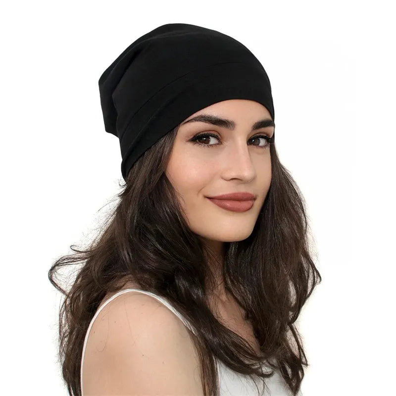 Soft Stretch Satin Bonnet Fashion Lined Sleeping Beanie Hat Bamboo Headwear Frizzy Natural Hair Nurse Cap for Women and Men