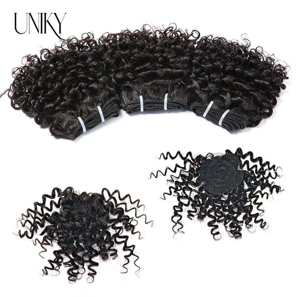 Short Kinky Curly Brazilian Hair Weave Bundles 100% Remy Human Hair Extensions Dark Brown Raw Jerry Curly Hair Bundle Deals