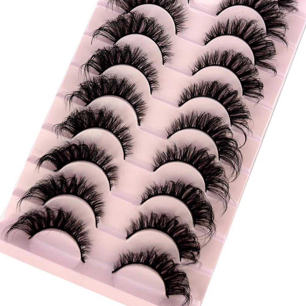 NEW 10Pairs False Eyelashes 6D Super Fluffy Wispy Faux Mink Eyelashes Cat Eye Dramatic Lashes Eyelash Extension Makeup