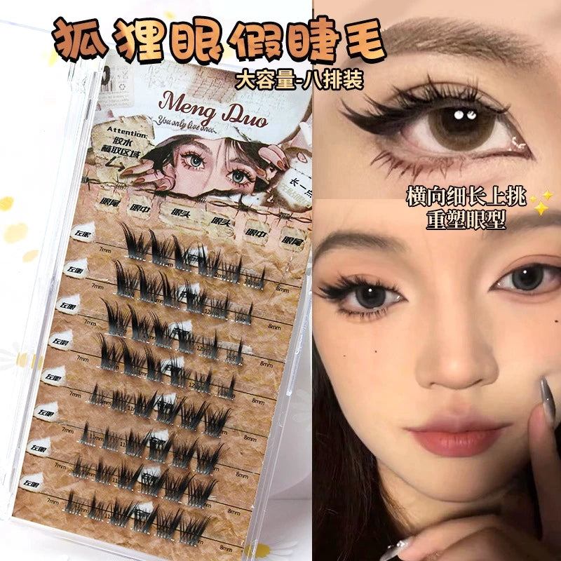 New 3D Fluffy Individual Eyelashes Segmented Eyelashes Bundles Dramatic Cluster Lashes Extension Fox Eye False Eyelashes Makeup