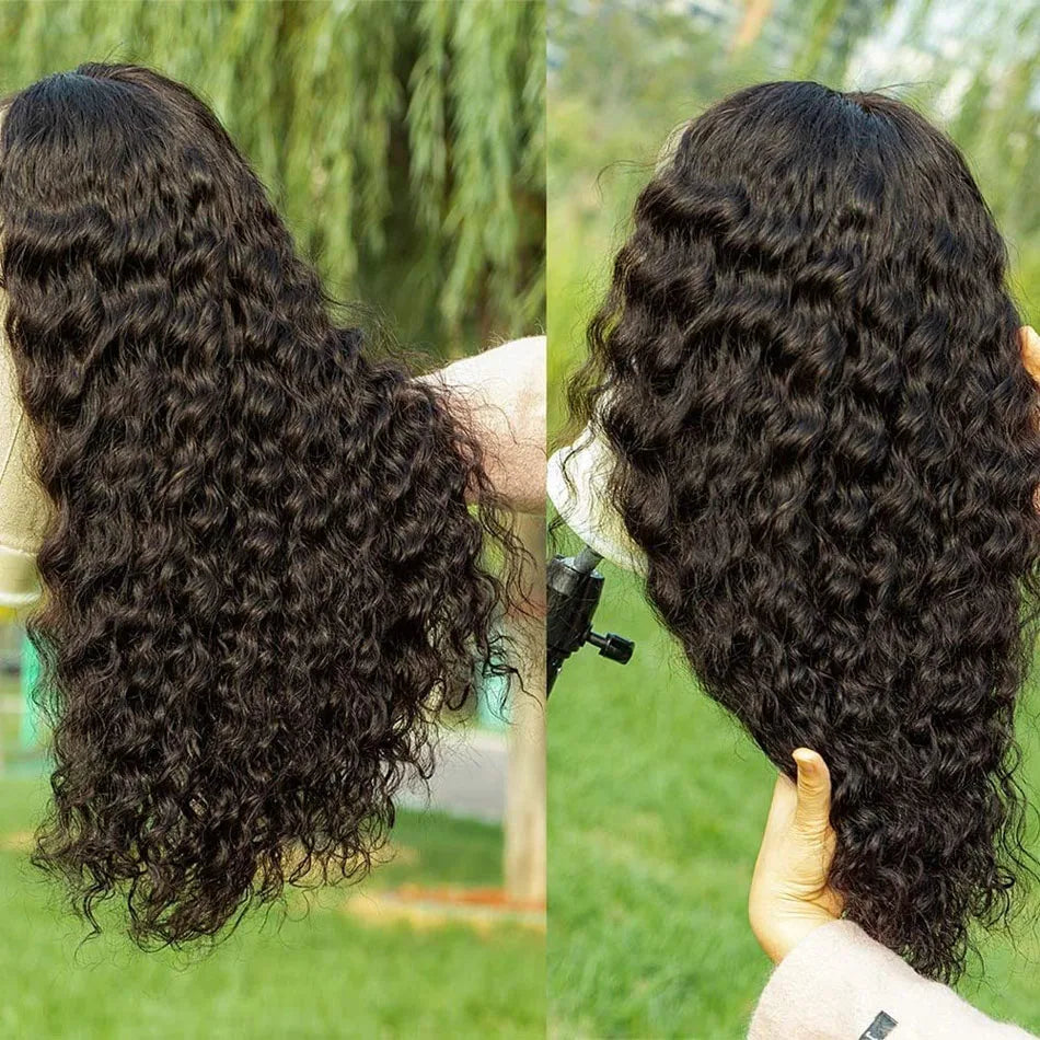 Glueless 100% Human Wigs Water Wave Ready To Wear Short Bob HD Transparent Lace Frontal Brazilian Wig Kinky Curly For Woman Sale